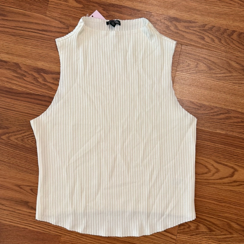 Wild Fable Ribbed Sleeveless Mock Neck Top Cream NWT Size XL